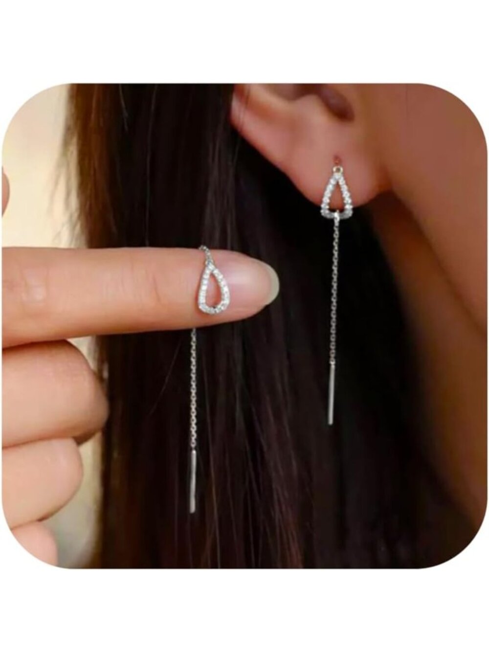 Elegant S925 Sterling Silver Threader Earrings for Women | Perfect Gift for Mom